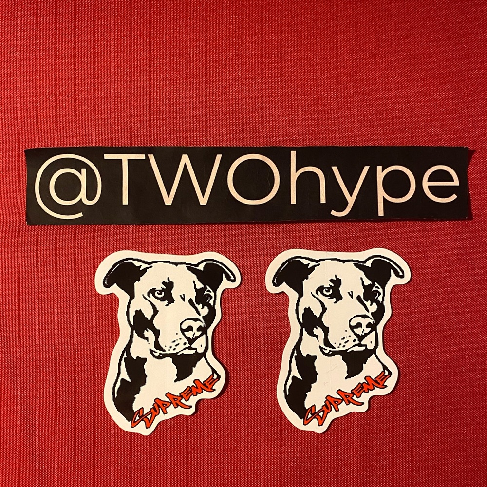 2 Supreme Pitbull Stickers